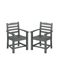 Gouun Set of 2 Hdpe All-Weather Patio Dining Chairs with Wide Armrests