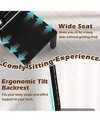 Gouun Set of 2 Solid Rubber Wood Dining Chairs with Hollowed Backrest