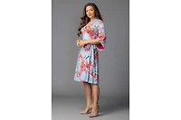 Kiyonna Women's Gemini Wrap Dress with Contrast Lined Sleeves