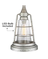 Franklin Iron Works Fisher Coastal Table Lamp 28 3/4" Tall Galvanized Cage with Nightlight Led Table Top Dimmer