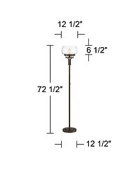 Franklin Iron Works Industrial Torchiere Floor Lamp with Usb Charging Port 72 1/2" Tall