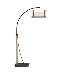 Franklin Iron Works Industrial Rustic Farmhouse Arc Floor Lamp with Usb 71 1/2" Tall