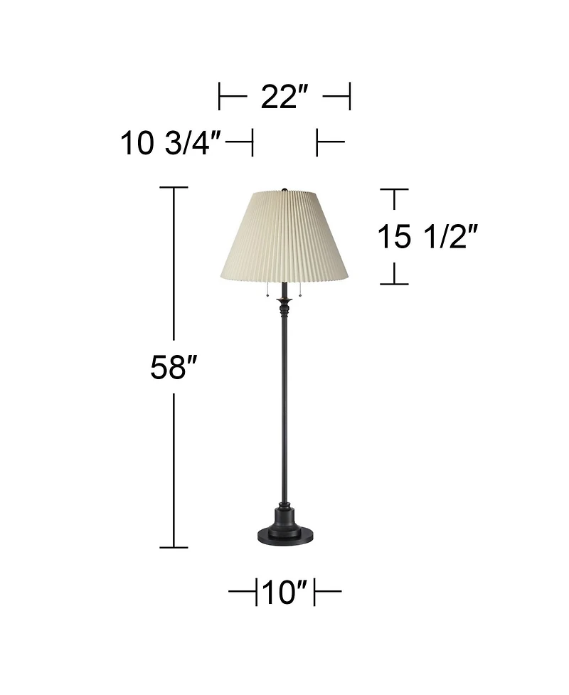 360 Lighting Spenser Retro Art Deco 58" Tall Floor Lamp Oiled Fabric Pleated Empire Shade for Living Room Bedroom House