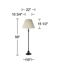 360 Lighting Spenser Retro Art Deco 58" Tall Floor Lamp Oiled Fabric Pleated Empire Shade for Living Room Bedroom House