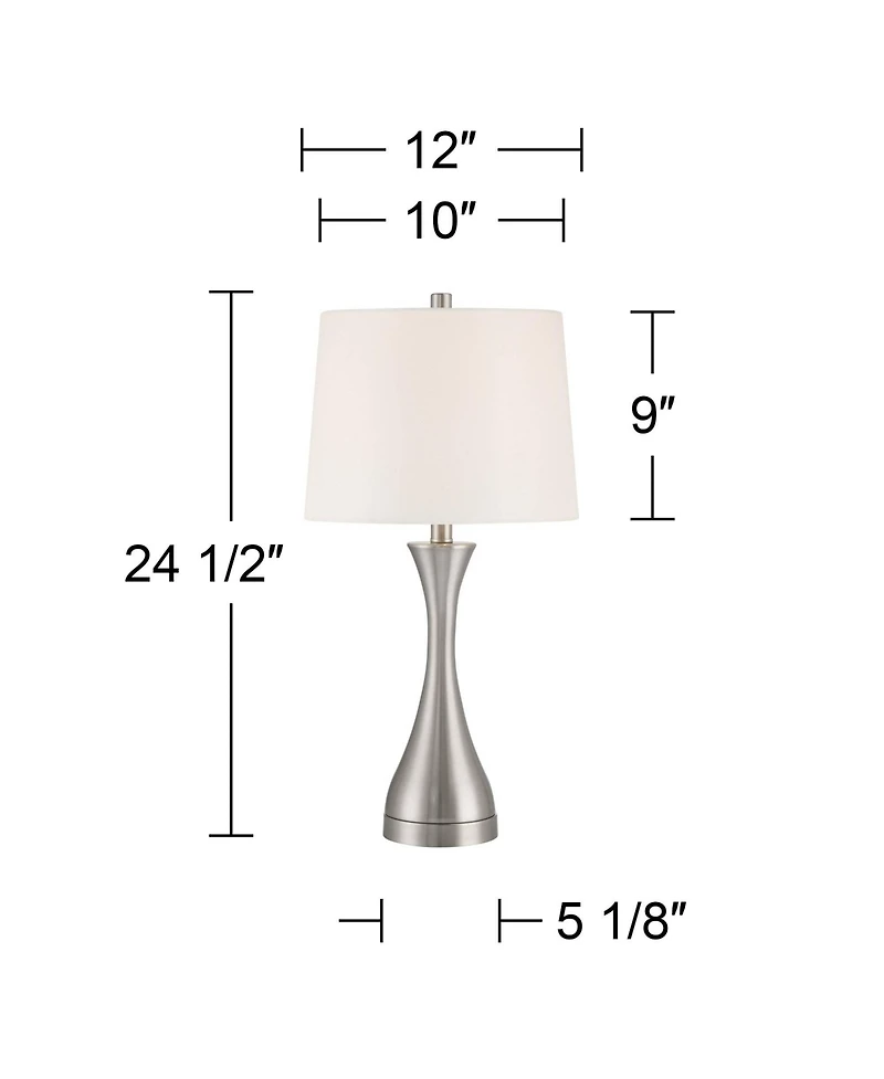 360 Lighting Koncave 24 1/2" High Modern Table Lamps Set of 2 Brushed Nickel Finish Metal Shade Living Room Bedroom