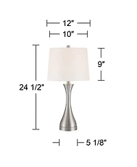 360 Lighting Koncave 24 1/2" High Modern Table Lamps Set of 2 Brushed Nickel Finish Metal Shade Living Room Bedroom