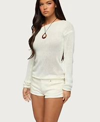 Edikted Women's Violete Off Shoulder Sheer Sweater