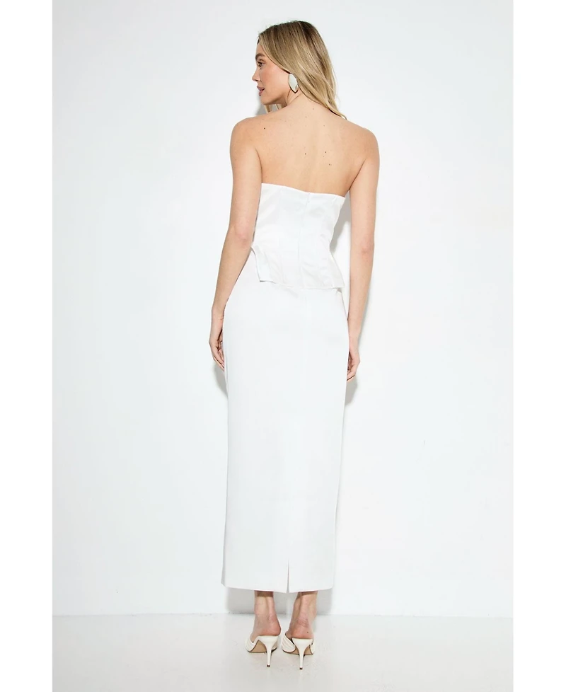 MissPap Women's Premium Bonded Satin Corset Midaxi Dress