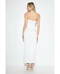 MissPap Women's Premium Bonded Satin Corset Midaxi Dress