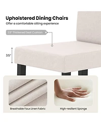 Gouun Set of 2 Mid-Century Modern Fabric Upholstered Parson Dining Chairs