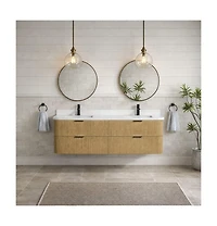 Ari Bath Chantal 60" Floating Bathroom Vanity Oak