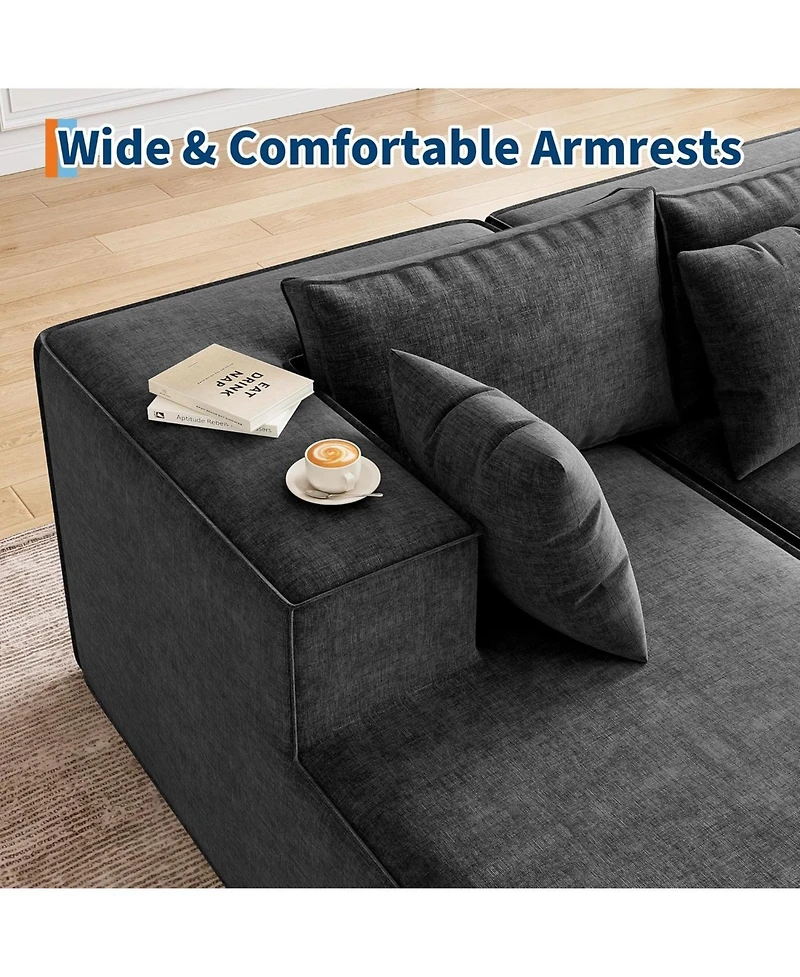 gaomon 106.7" Modular Sectional Sofa, L-Shaped Cloud Couch with Chaise