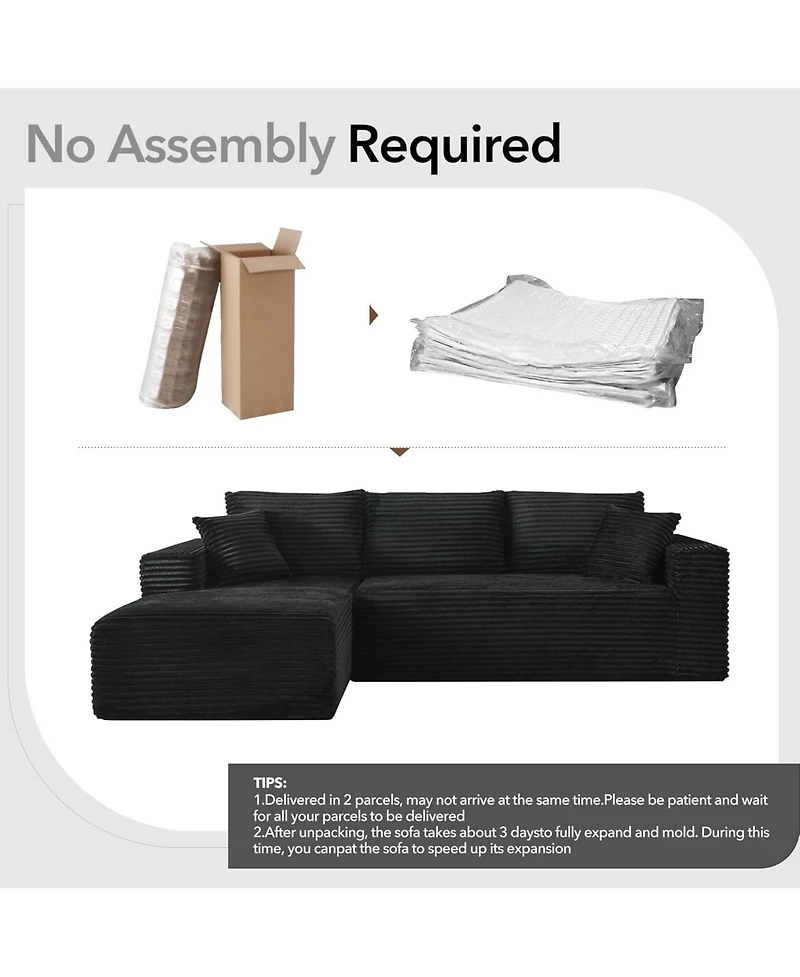 gaomon 108" Cloud Sectional Sofa, L-Shaped Couch with Deep Seat, Corduroy