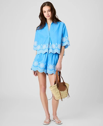 French Connection Women's Alissa Cotton Embroidered Shorts