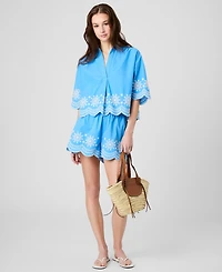 French Connection Women's Alissa Cotton Embroidered Shorts