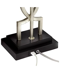 360 Lighting Evan Modern Table Lamps 28 1/2" Tall Set of 2 Brushed Nickel with Usb Charging Port Table Top Dimmers Rectangular Shade for Bedroom