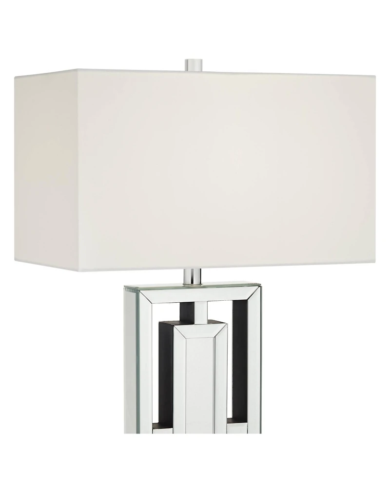 360 Lighting 29" Tall Rectangular Modern End Table Lamp Mirrored Glass Finish Metal Living Room Bedroom