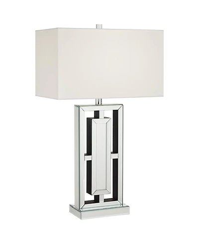 360 Lighting 29" Tall Rectangular Modern End Table Lamp Mirrored Glass Finish Metal Living Room Bedroom