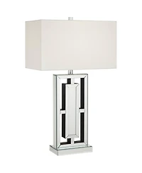 360 Lighting 29" Tall Rectangular Modern End Table Lamp Mirrored Glass Finish Metal Living Room Bedroom