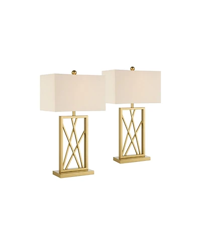 360 Lighting Claudia 26 1/2" Tall Open Metal Base Modern Glam Table Lamps Set of 2 Gold Finish Shade Living Room Bedroom
