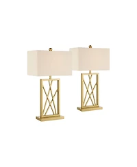 360 Lighting Claudia 26 1/2" Tall Open Metal Base Modern Glam Table Lamps Set of 2 Gold Finish Shade Living Room Bedroom