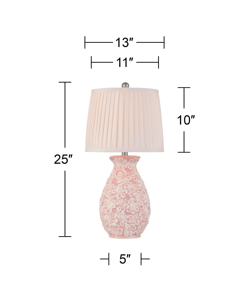 360 Lighting Buttercup 25"H Flowers Ceramic Table Lamp with Dimmer