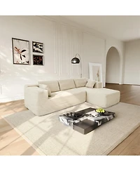 Homsee 106" Modular Sectional Sofa with Pillows, L-Shape Corduroy Cloud Couch