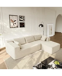 Homsee 106" Modular Sectional Sofa with Pillows, L-Shape Corduroy Cloud Couch