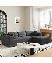 Homsee 106" Modular Sectional Sofa with Pillows, L-Shape Corduroy Cloud Couch