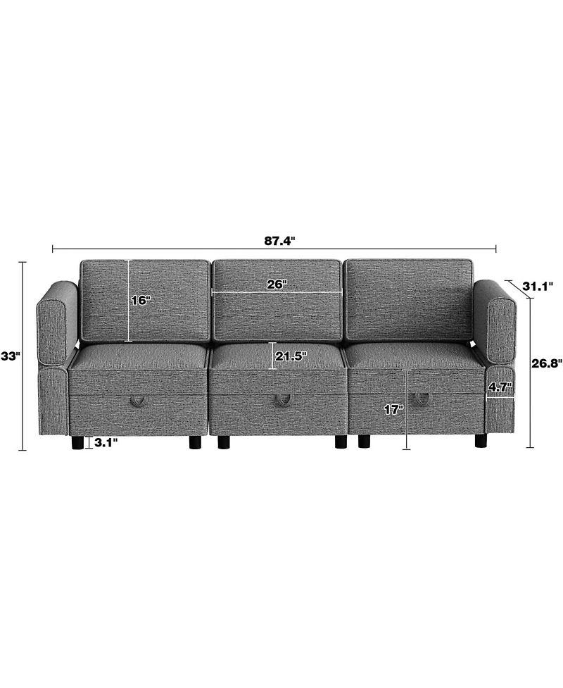 gaomon Convertible Sectional Sofa with Reversible Chaise, Chenille Modular Couch with Storage