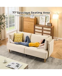 gaomon 76" Loveseat Sofa, Velvet 2-Seater Couch with Deep Seat and Pillows for Living Room