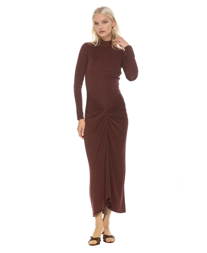 Alexia Admor Women's Revel Long Sleeve Draped Skirt Maxi Dress