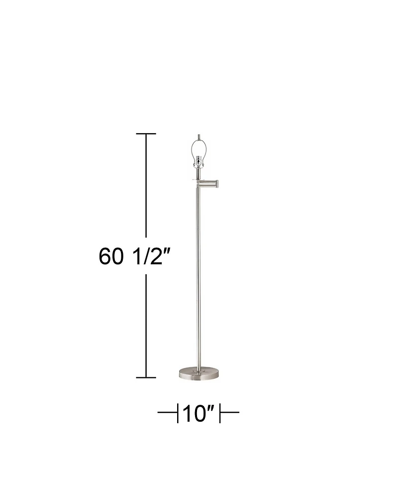 360 Lighting Modern Floor Lamp Base Swing Arm 60.5" Tall Brushed Nickel for Living Room Reading Bedroom Office