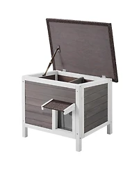 Zeus & Ruta Wooden Outdoor Cat House with Roof Pvc Door Flaps for Cats Feral Pet Shelter