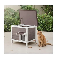 Zeus & Ruta Wooden Outdoor Cat House with Roof Pvc Door Flaps for Cats Feral Pet Shelter