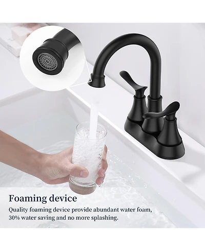 Busdays 2-Handle 4-Inch Matte Bathroom Faucet, Bathroom Vanity Sink Faucets with Pop-up Drain and Supply Hoses