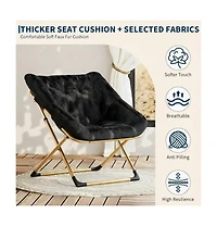 gaomon Rabbit Fur Saucer Chair, Foldable Lounge Chair with Metal Frame, Comfy Accent for Kids, Teens and Adults, No Assembly, Indoor Sofa Seat