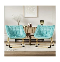 gaomon Rabbit Fur Saucer Chair, Foldable Lounge Chair with Metal Frame, Comfy Accent for Kids, Teens and Adults, No Assembly, Indoor Sofa Seat