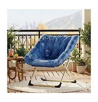 gaomon Rabbit Fur Saucer Chair, Foldable Lounge Chair with Metal Frame, Comfy Accent for Kids, Teens and Adults, No Assembly, Indoor Sofa Seat