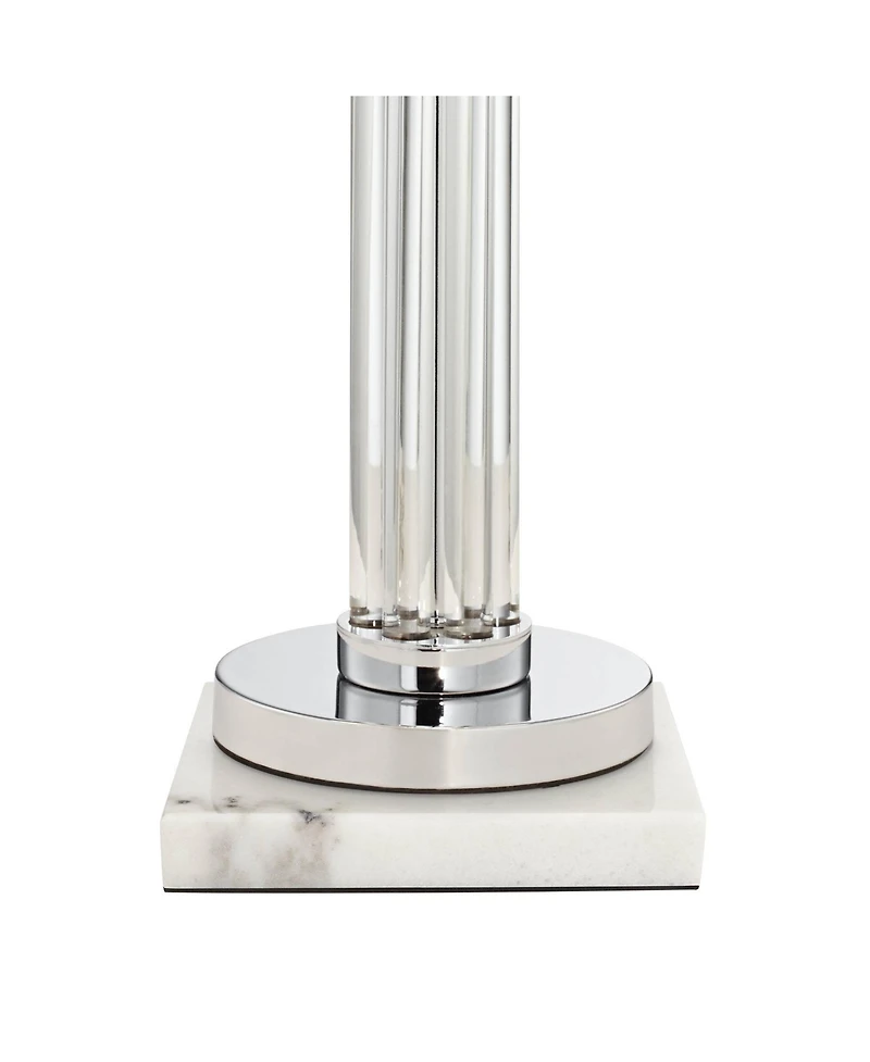 Possini Euro Design Cadence Modern Table Lamp with Square Marble Riser 30" Tall Glass Column Shade for Bedroom Living Room Bedside Office