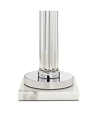 Possini Euro Design Cadence Modern Table Lamp with Square Marble Riser 30" Tall Glass Column Shade for Bedroom Living Room Bedside Office