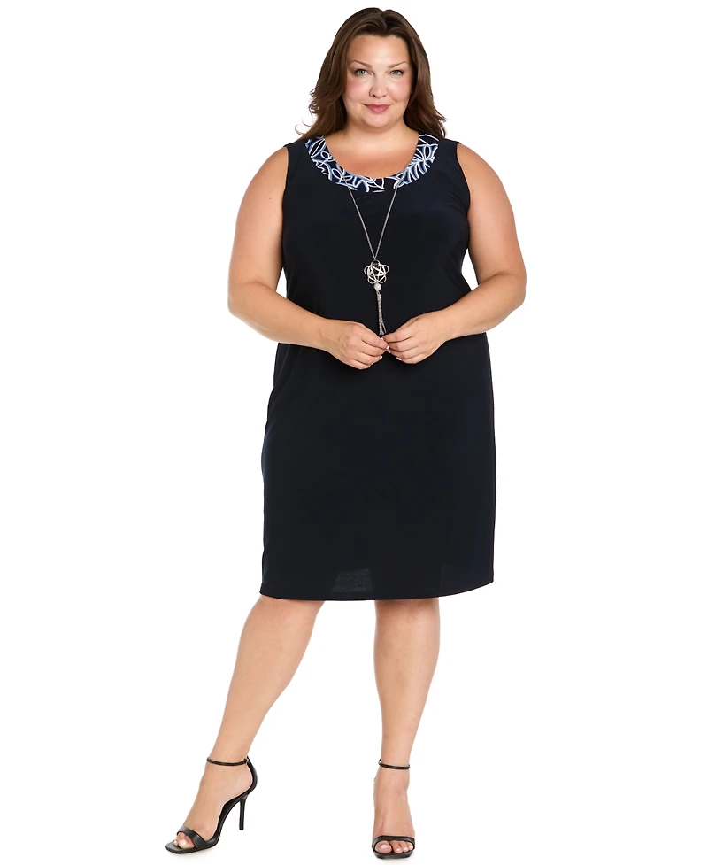 R & M Richards Plus Scoop Neck Jacket Dress