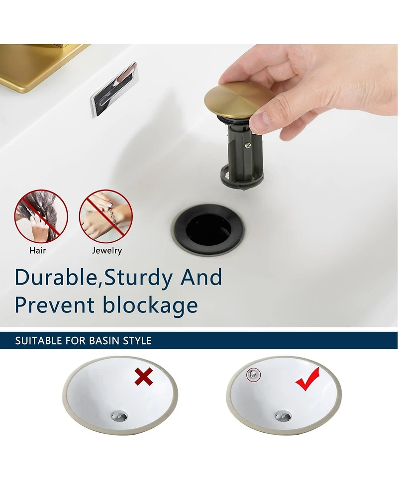 Busdays Nickel Gold Waterfall Bathroom Sink Faucet 1 Hole with Deck Plate, Pop Up Drain and Supply Lines