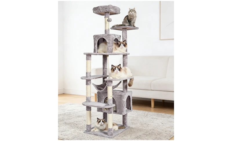 Zeus & Ruta 72 Inch Modern Cat Tree Tower with 2 Condos Sisal Scratching Posts Large Activity Center