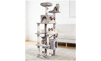 Zeus & Ruta 72 Inch Modern Cat Tree Tower with 2 Condos Sisal Scratching Posts Large Activity Center