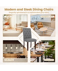 Gouun Set of 2 Button-Tufted Fabric Dining Chairs with Spring Cushion and Curved Back