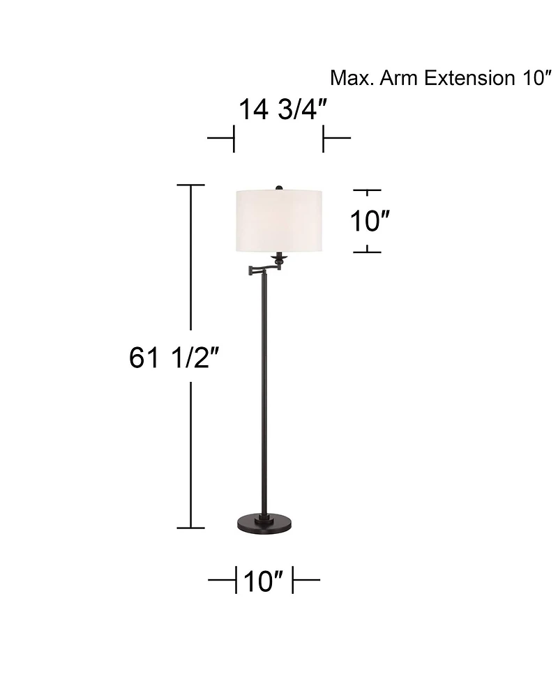 360 Lighting Romero Farmhouse Rustic 61.5" Tall Standing Floor Lamp Pole Swing Arm
