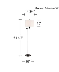 360 Lighting Romero Farmhouse Rustic 61.5" Tall Standing Floor Lamp Pole Swing Arm