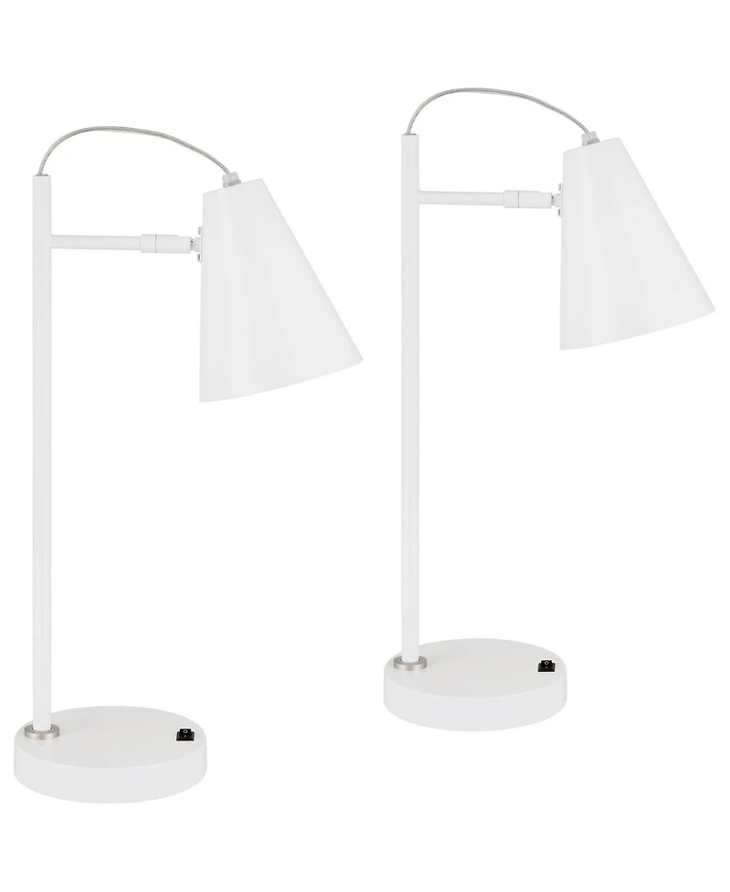 360 Lighting Chase 23" High Small Modern Desk Lamps Set of 2 Usb Port Metal Home Office Living Room Charging Bedroom Bedside