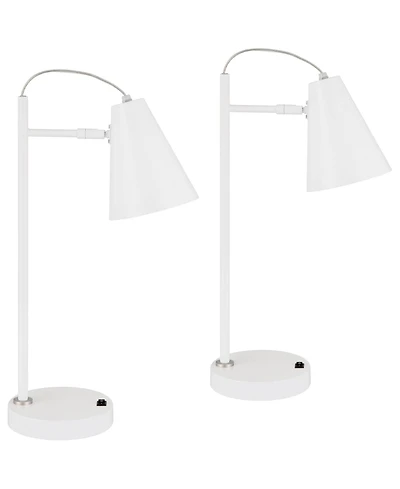 360 Lighting Chase 23" High Small Modern Desk Lamps Set of 2 Usb Port Metal Home Office Living Room Charging Bedroom Bedside